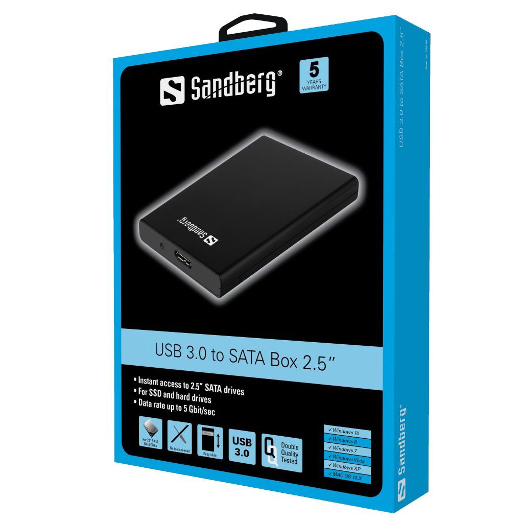 Sandberg USB3.0 to SATA Box 2,5" Black