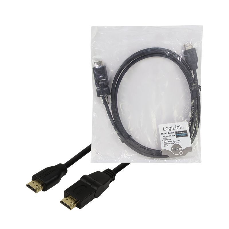 Logilink HDMI cable A/M to A/M 180° rotatable 4K/24 Hz 1,8m Black