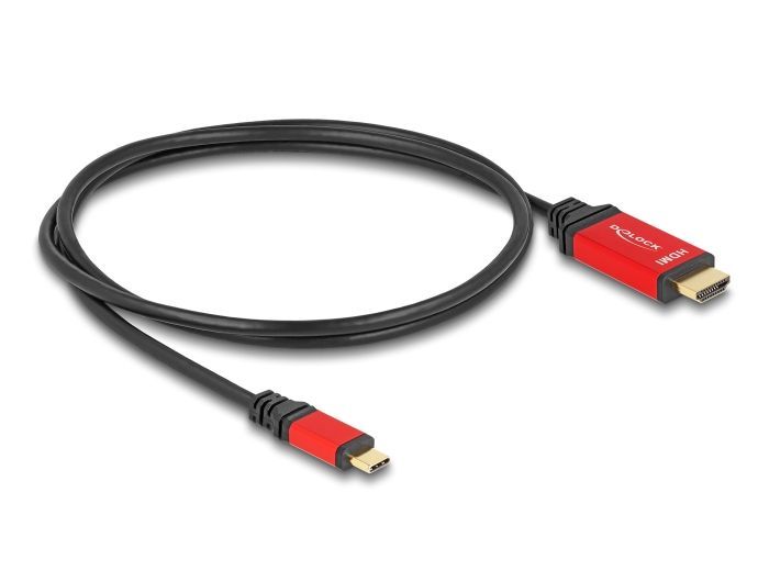 DeLock USB Type-C to HDMI Cable (DP Alt Mode) 8K 60 Hz with HDR function 1m Black/Red