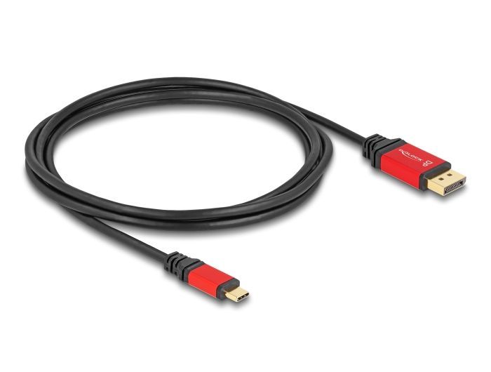 DeLock USB Type-C to DisplayPort Cable (DP Alt Mode) 8K 30 Hz with HDR function 2m Black/Red