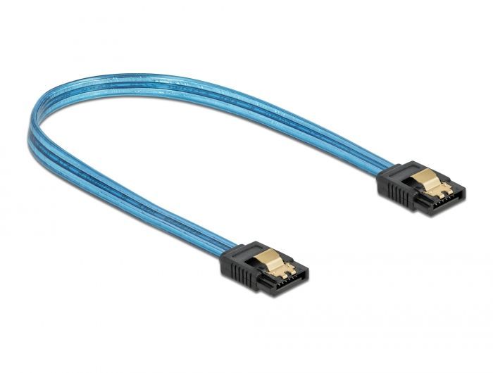 DeLock SATA 6 Gb/s Cable UV glow effect 20cm Blue