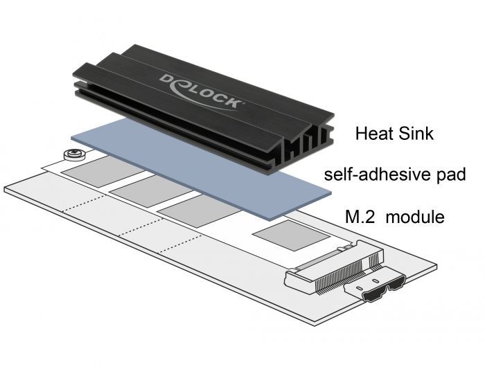 DeLock Heat Sink 70mm for M.2 module Black
