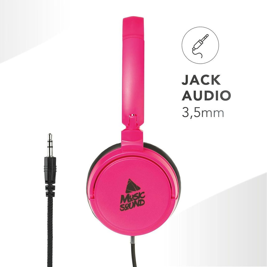 MUSICSOUND Over Ear Basic Wired Headset Pink
