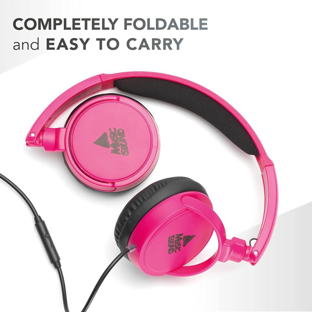 MUSICSOUND Over Ear Basic Wired Headset Pink