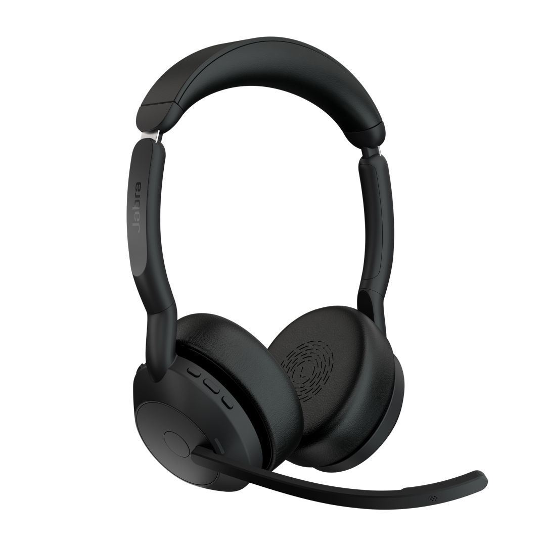 Jabra Evolve2 55 UC Stereo with Link380c Wireless Bluetooth Headset with Charging Stand Black