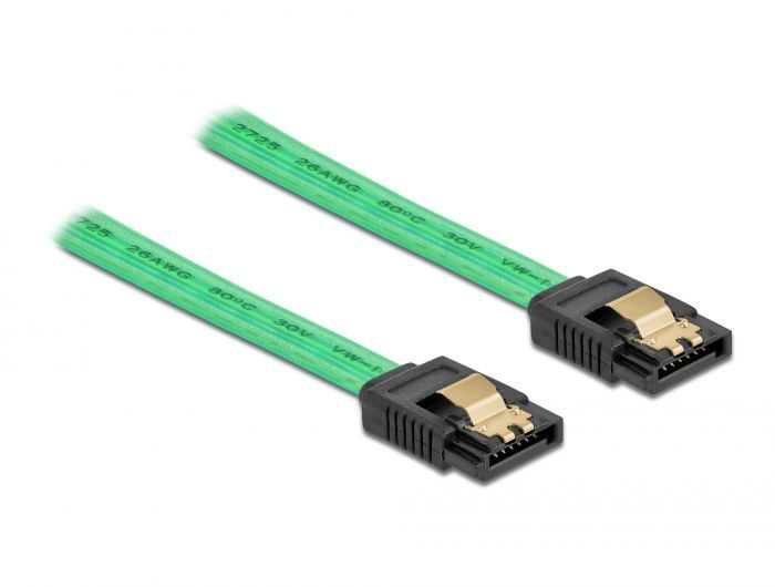 DeLock SATA 6 Gb/s Cable UV Glow Effect 70 cm Green