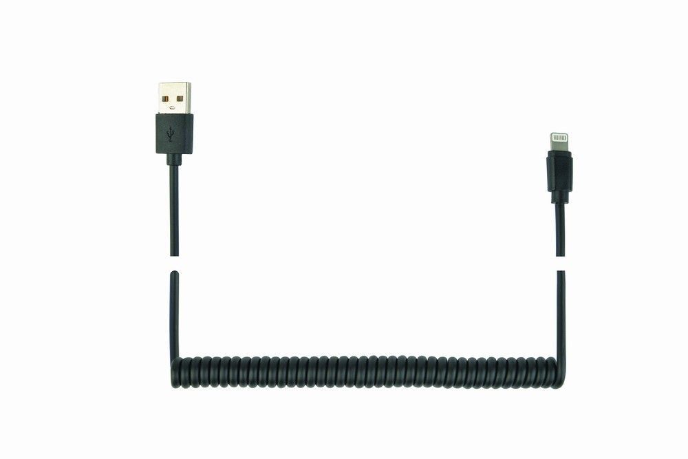 Gembird USB Sync and Charging spiral cable for iPhone 1,5m Black