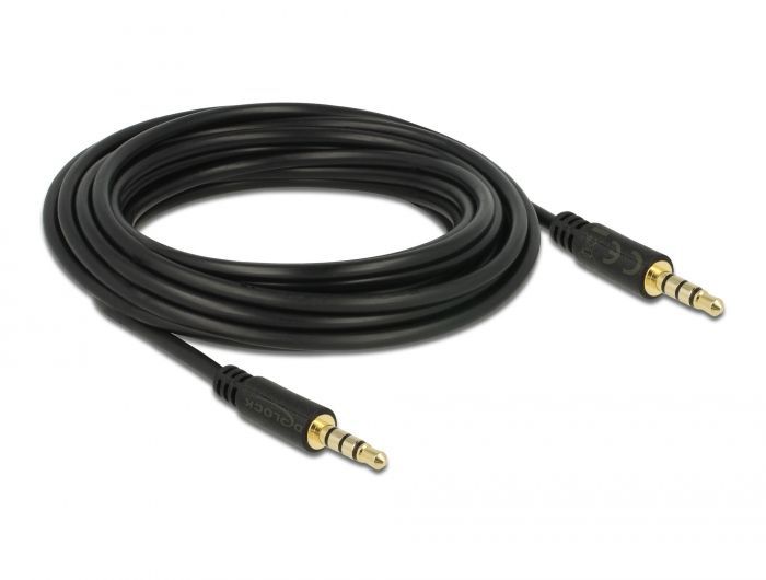 DeLock Stereo Jack Cable 3.5 mm 4 pin male to male 5m Black