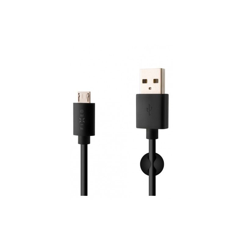 FIXED Data and charging cable with USB/micro USB connectors, 1 meter, 12W Fekete