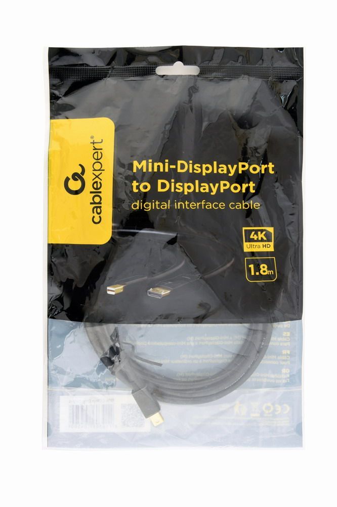 Gembird MiniDisplayPort to DisplayPort digital interface cable 1,8m Black