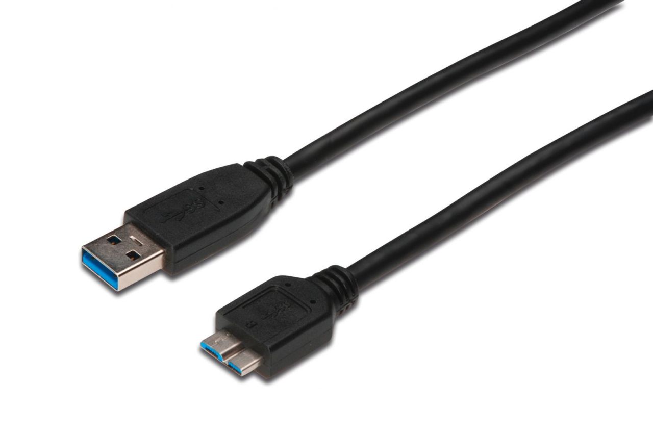 Assmann USB3.2 connection cable USB A - Micro USB B 0,25m Black