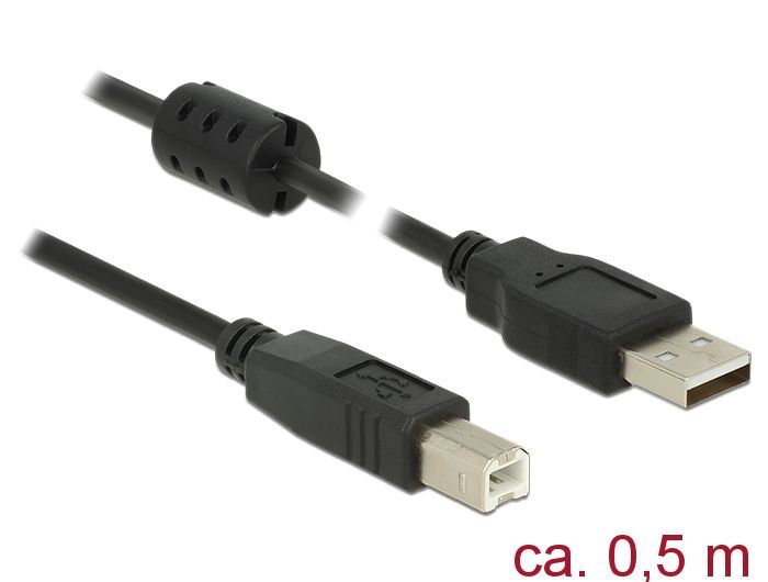 DeLock USB 2.0 Type-A male > USB 2.0 Type-B male 0,5m cable Black