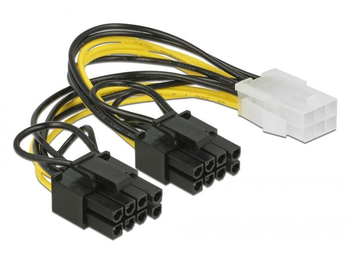 DeLock PCI Express power cable 6 pin female > 2x 8 pin male 15cm