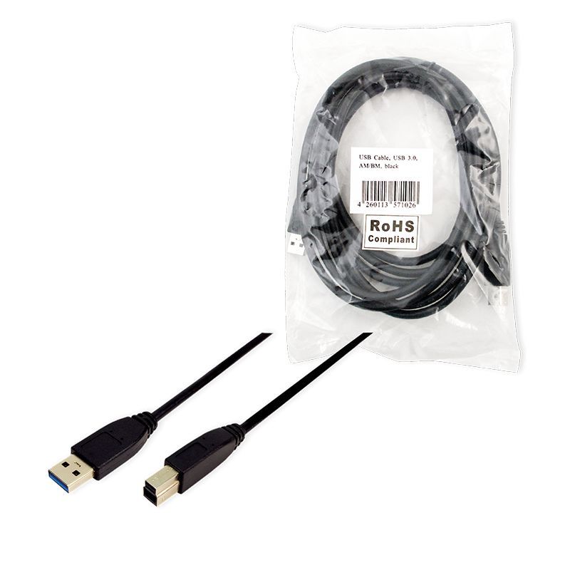 Logilink USB3.0 Connection A->B 2x male cable 2m Black