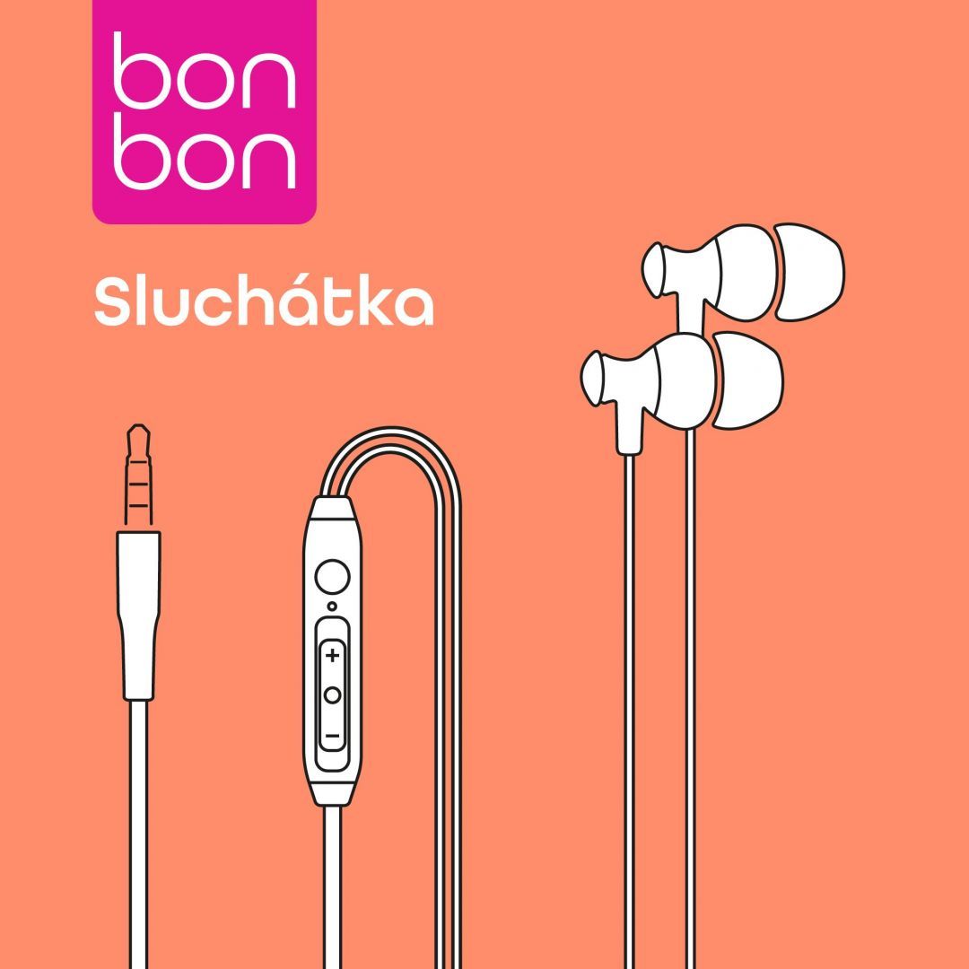 Bonbon % 0headphones with 3.5 mm jack connector and integrated microphone, white