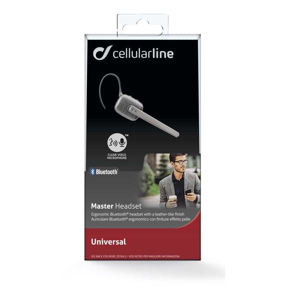 Cellularline Headset Bluetooth MASTER, PU leather, multifunctional LED