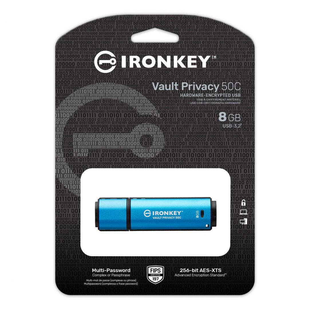 Kingston 8GB IronKey Vault Privacy 50C USB3.2 Blue
