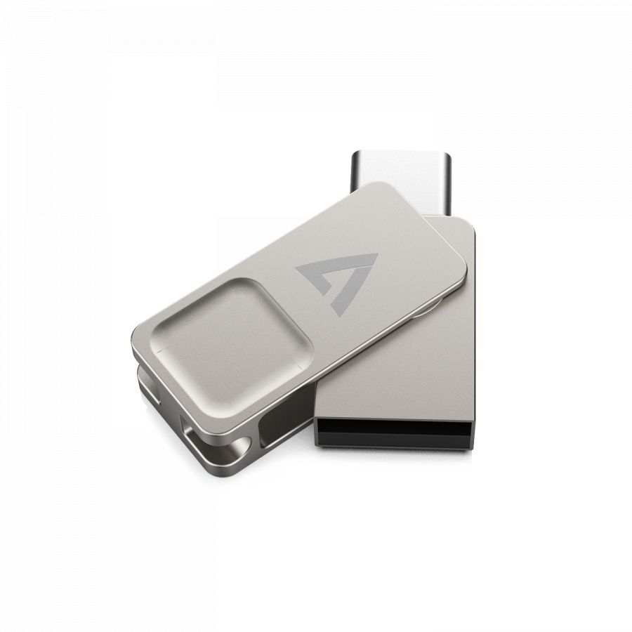 V7 128GB Flash Drive USB3.2 + Type-C Silver
