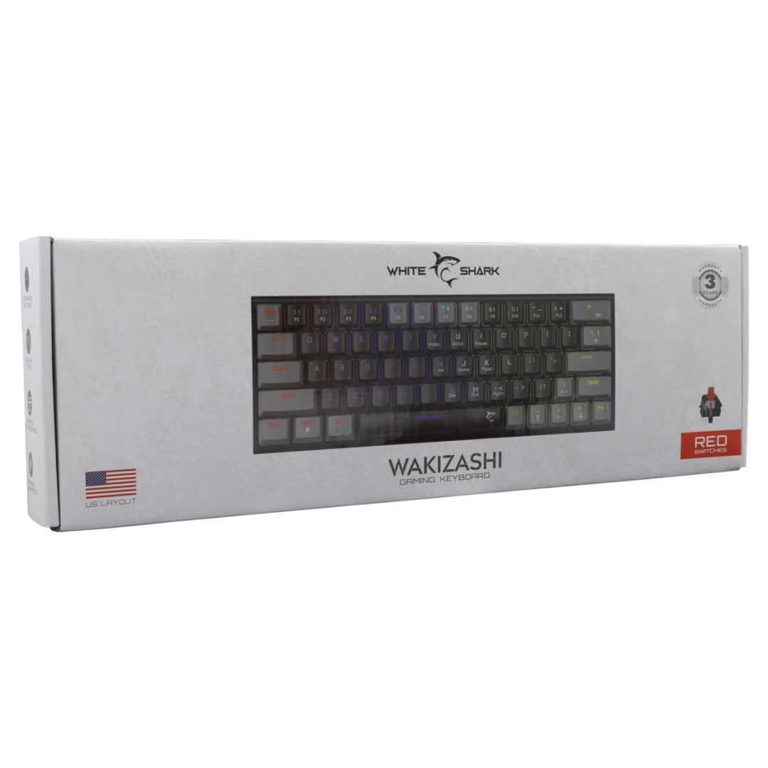 White Shark Wakizashi Red Switches Gaming Keyboard Black/Grey US