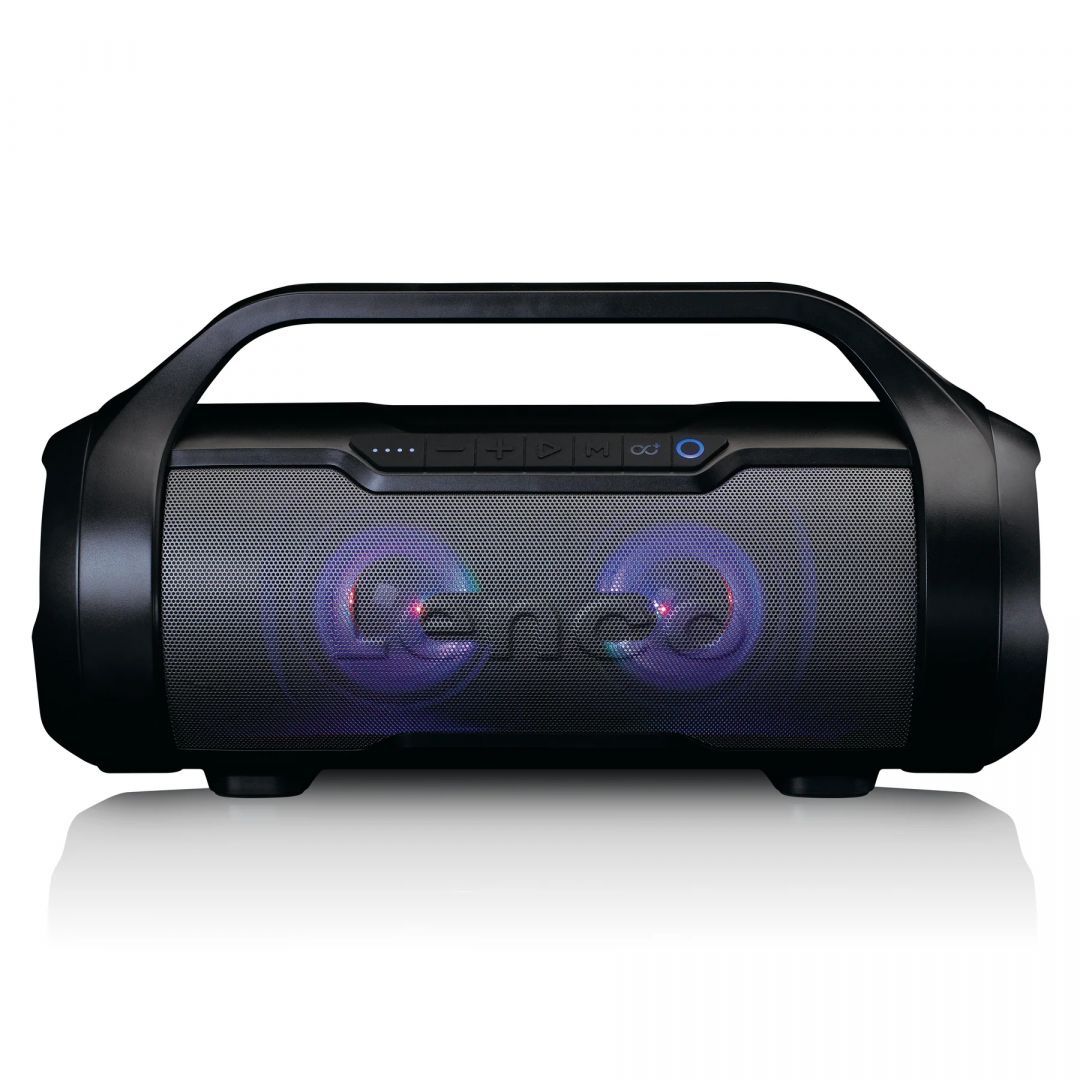 Lenco SPR-070BK splashproof Bluetooth speaker met FM radio, USB, Sd and party lights Black