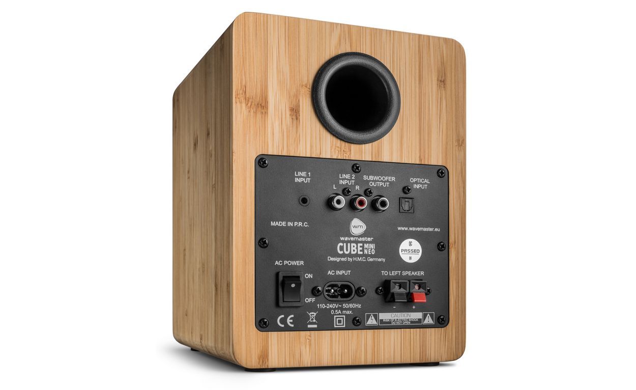 wavemaster Cube Mini Neo Bluetooth Speaker System Bamboo