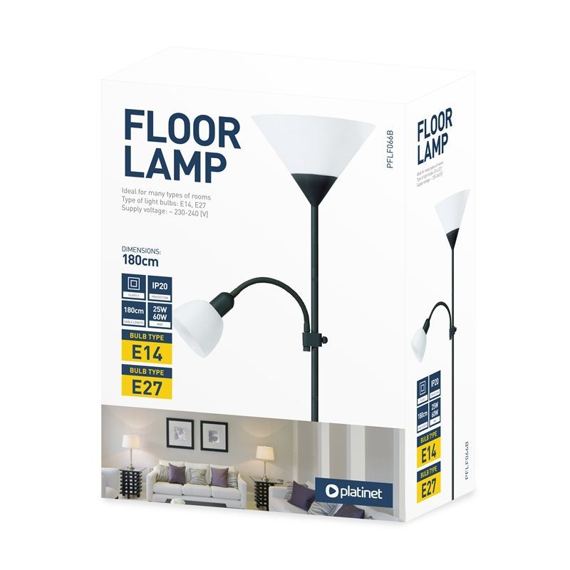 Platinet Floor Lamp E27+E14 Grey