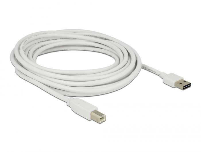DeLock EASY-USB 2.0 Type-A male > USB 2.0 Type-B male Cable 5m White