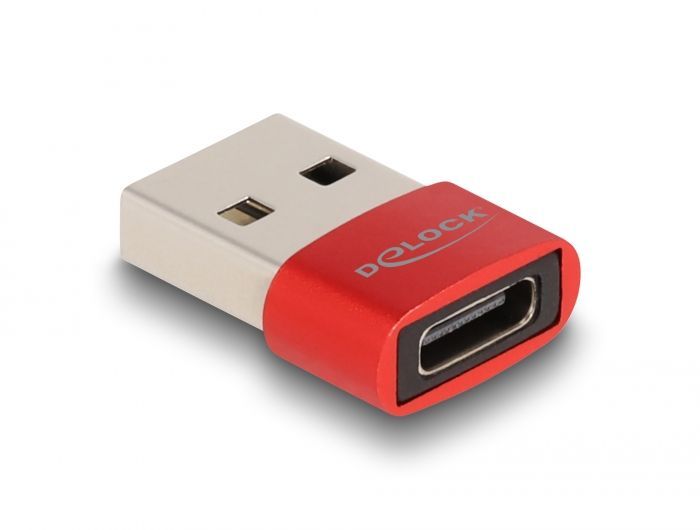 DeLock USB 2.0 Adapter USB Type-A male to USB Type-C female Red