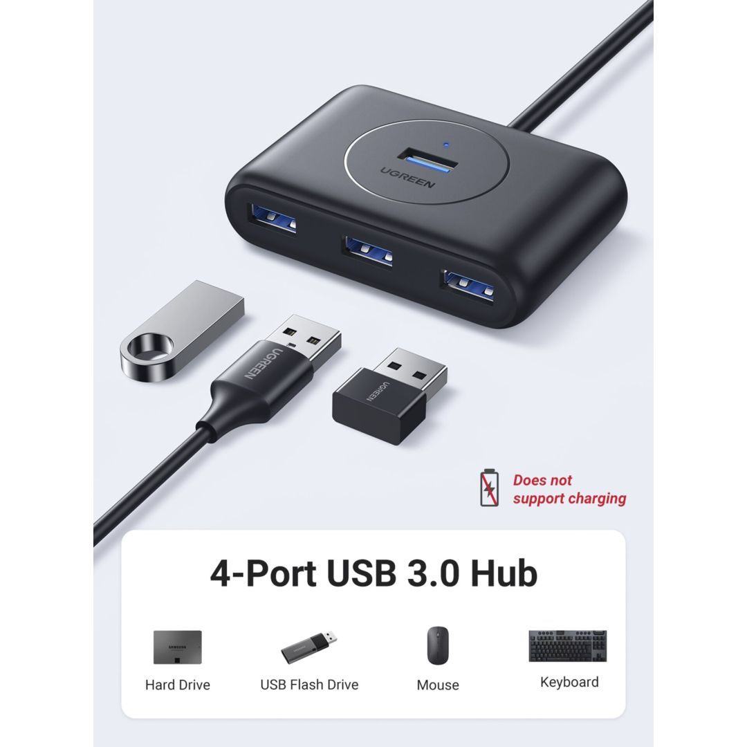 UGREEN 4-in-1 USB-A Hub 0,5m Black