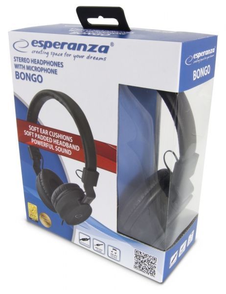 Esperanza EH212K Bongo Stereo Headphones Black