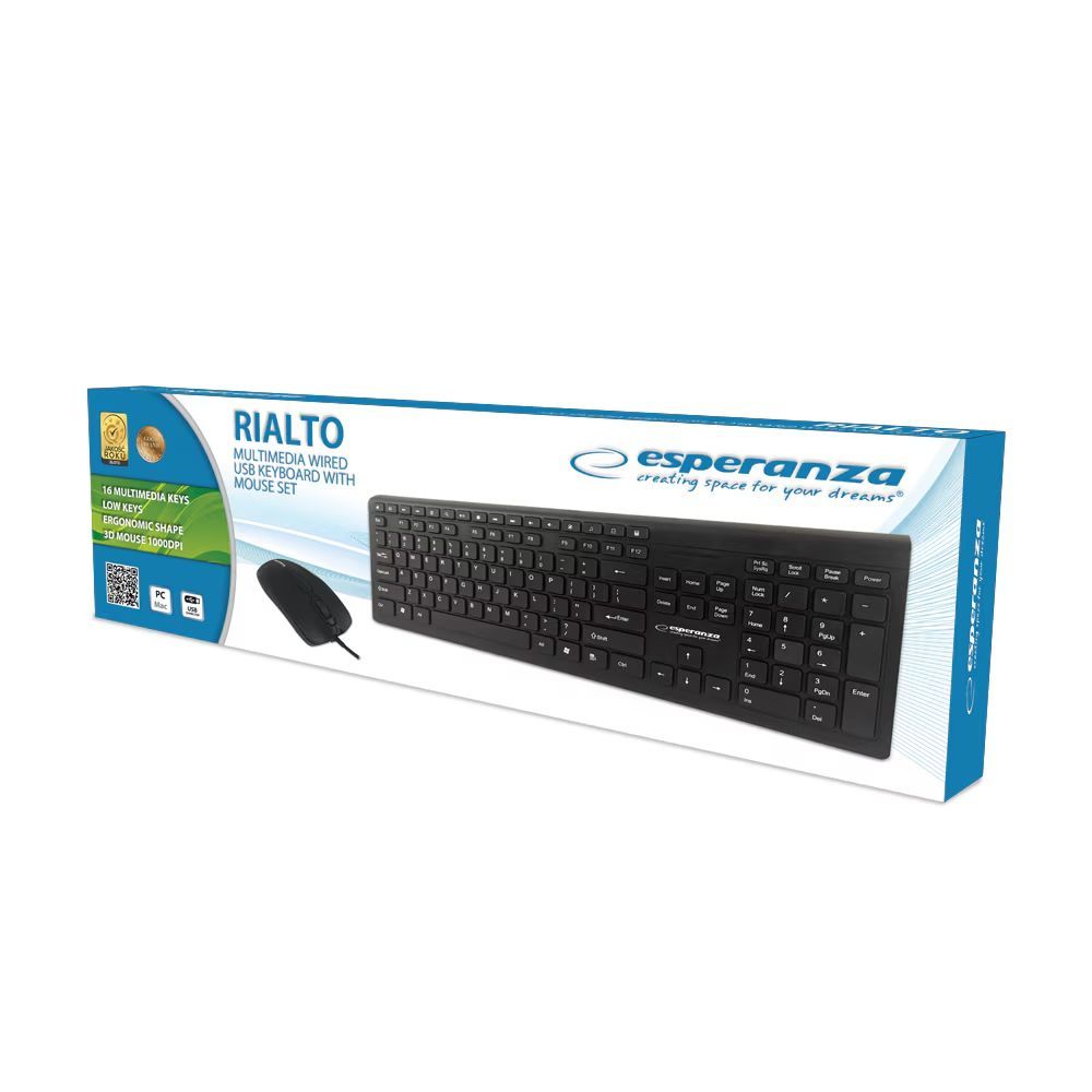 Esperanza Rialto USB Keyboard + Mouse Black US