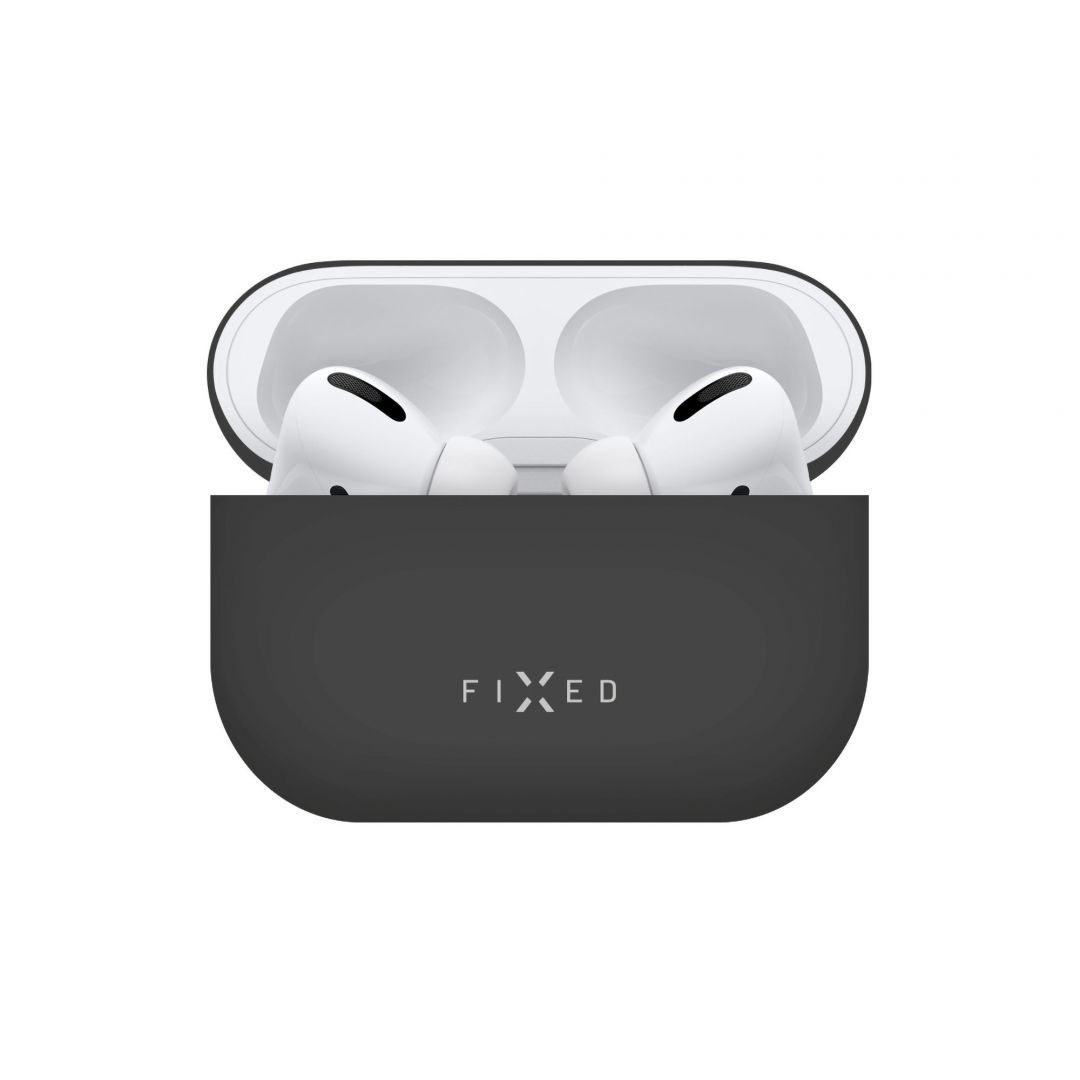 FIXED Silky szilikon tok Apple Airpods Pro fülhallgatóhoz, fekete