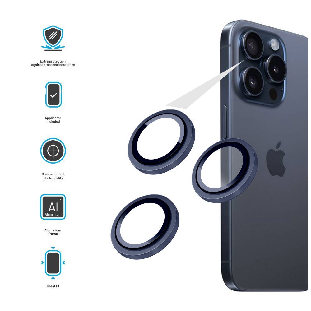 FIXED Camera Glass for Apple iPhone 15 Pro/15 Pro Max Dark Blue