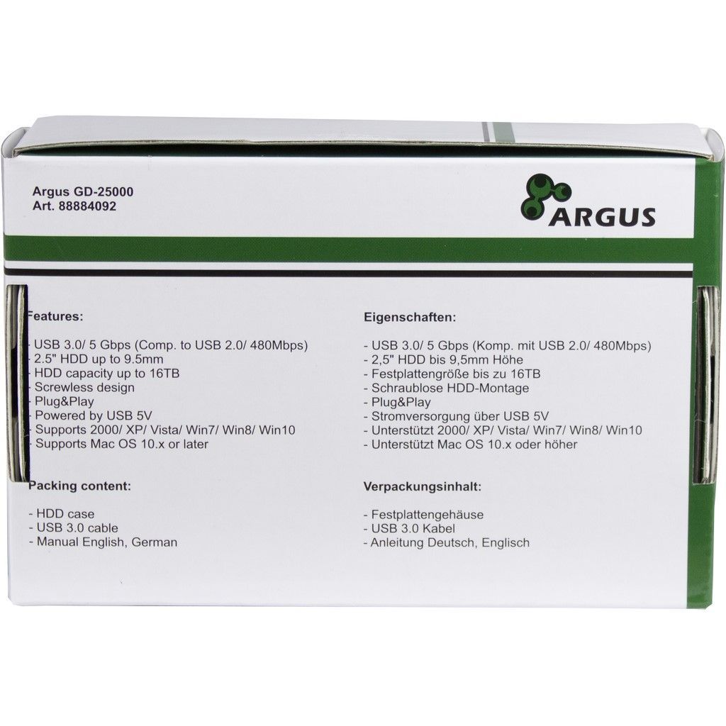 Inter-Tech Argus GD-25000 2,5" USB3.0 HDD/SSD case Transparent