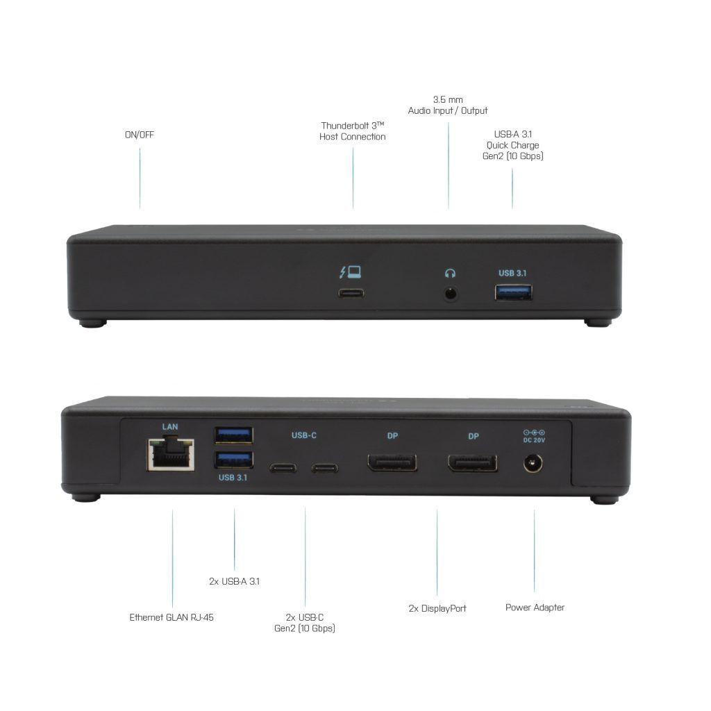 I-TEC Thunderbolt3/USB-C Dual DisplayPort 4K Docking Station+Power Delivery 85W Black