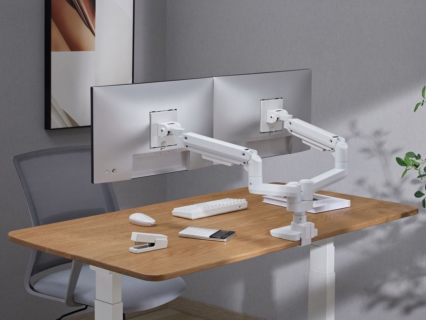 EQuip 17"-35" Heavy-Duty Dual Monitor Desk Mount Bracket White