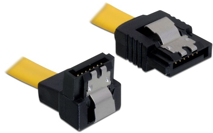 DeLock SATA 6 Gb/s le /egyenes kábel, fém, 30 cm Yellow