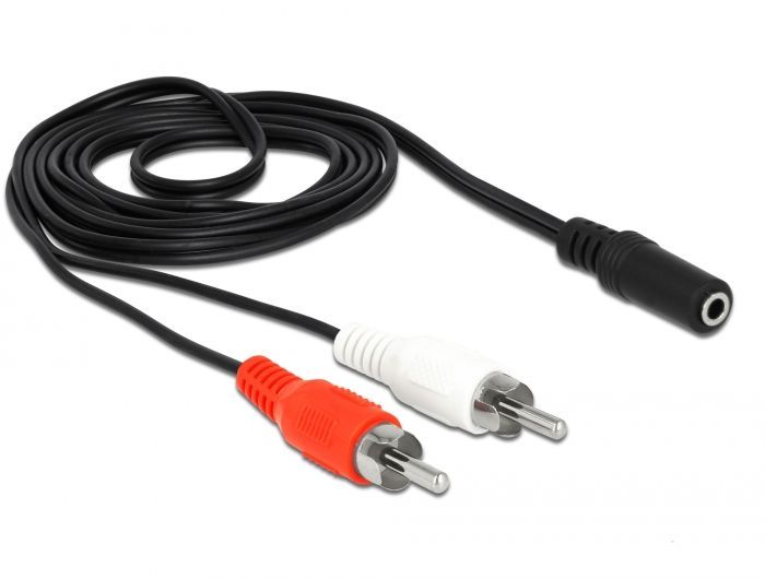 DeLock Audio Cable 2x RCA male to 1x 3.5mm 3 pin Stereo Jack 1,4m