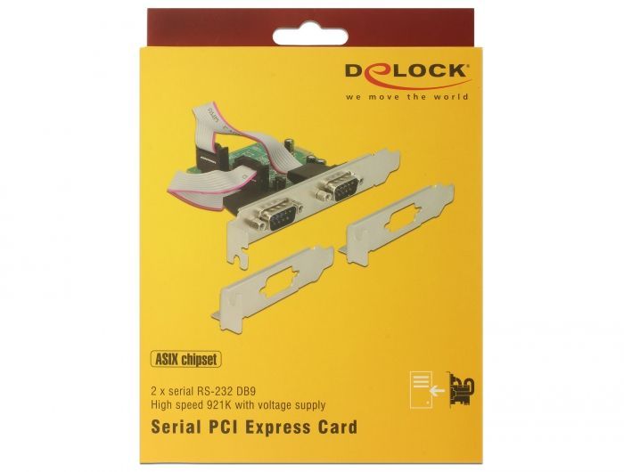 DeLock PCI Express Card to 2x Serial RS-232 high speed 921K with voltage supply
