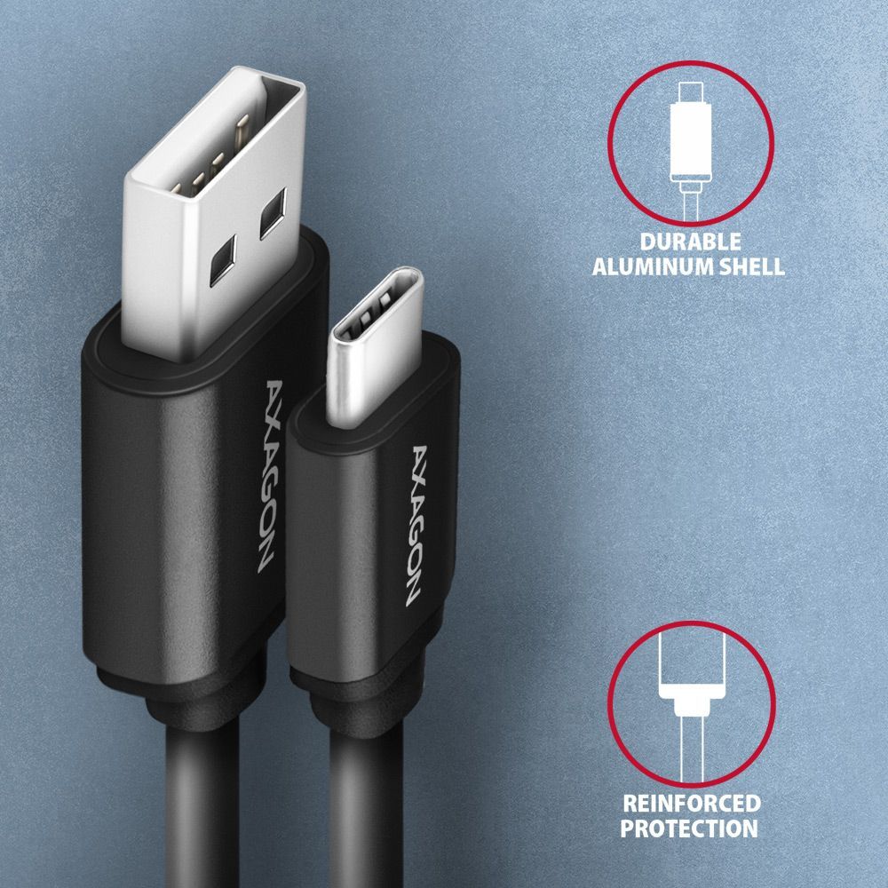 AXAGON BUCM-AM10TB Twister USB-C > USB-A Cable 0,6m Black