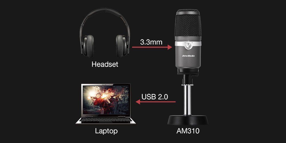 AverMedia AM310 USB Microphone Black