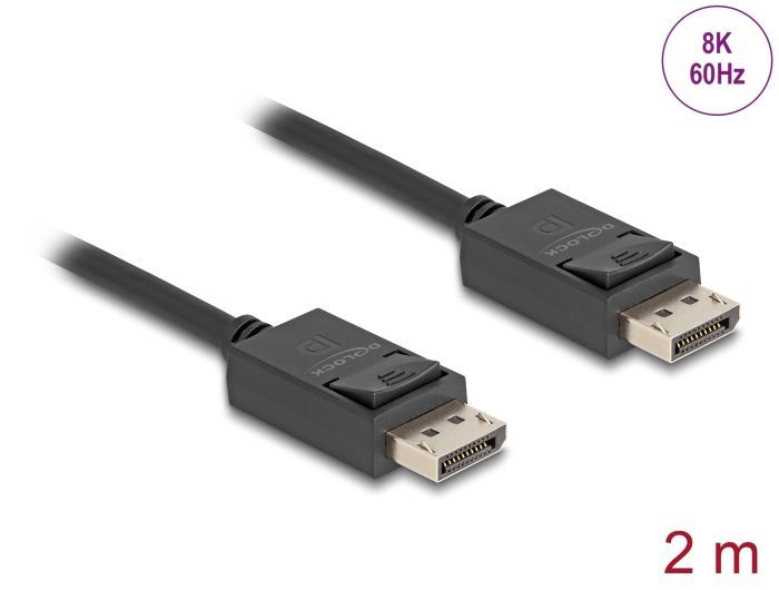DeLock DisplayPort cable 8K 60 Hz 40 Gbps 2m Black