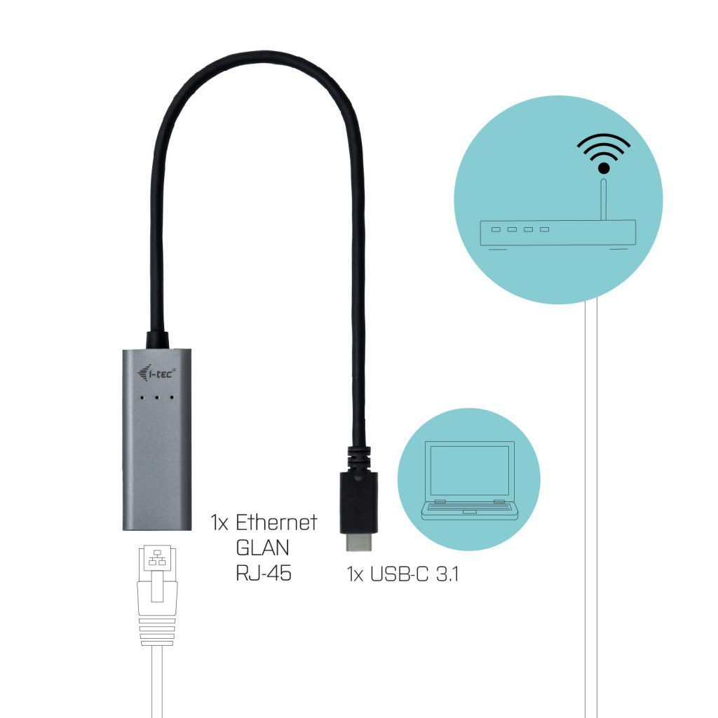 I-TEC USB-C Metal Gigabit Ethernet Adapter Grey