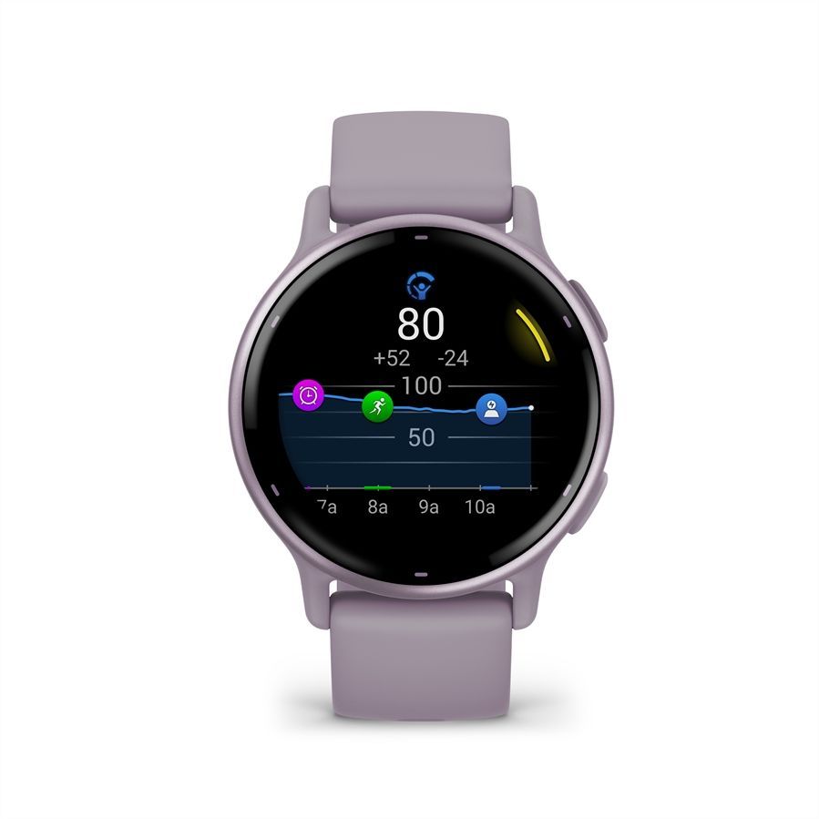 Garmin Vivoactive 5 Metallic Orchid Aluminium Bezel with Orchid Case and Silicone Band