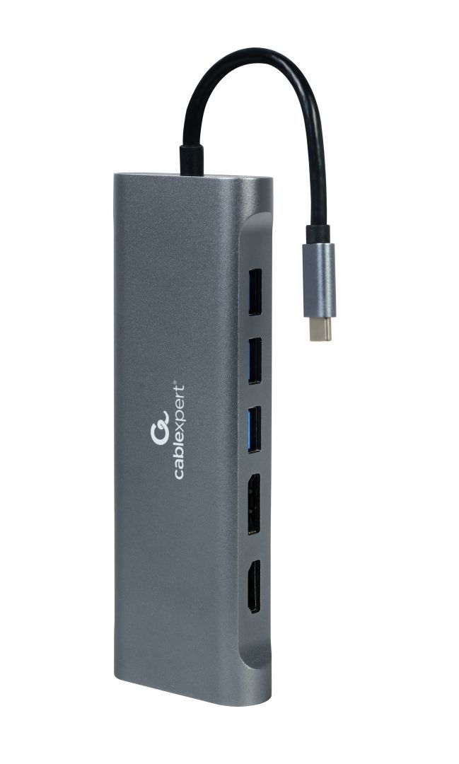 Gembird A-CM-COMBO8-01 USB Type-C 8-in-1 Multi-Port Adapter Space Grey