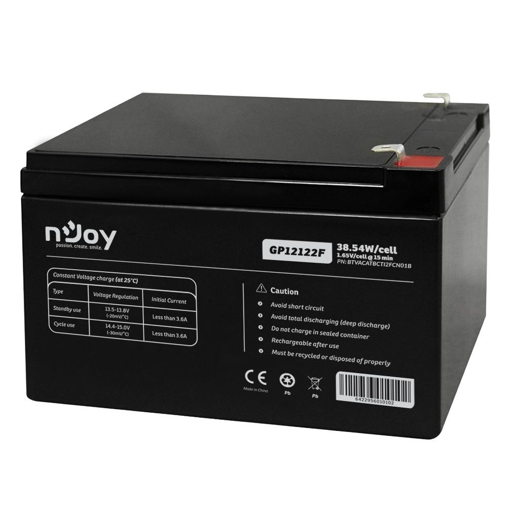Njoy 12V/12Ah szünetmentes AGM akkumulátor 1db/csomag