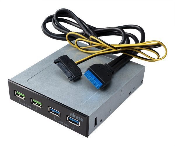 Akasa AK-ICR-34 4xPort USB Charger Panel with dual Quick Charge 3.0 and dual USB 3.1 Gen 1 Ports