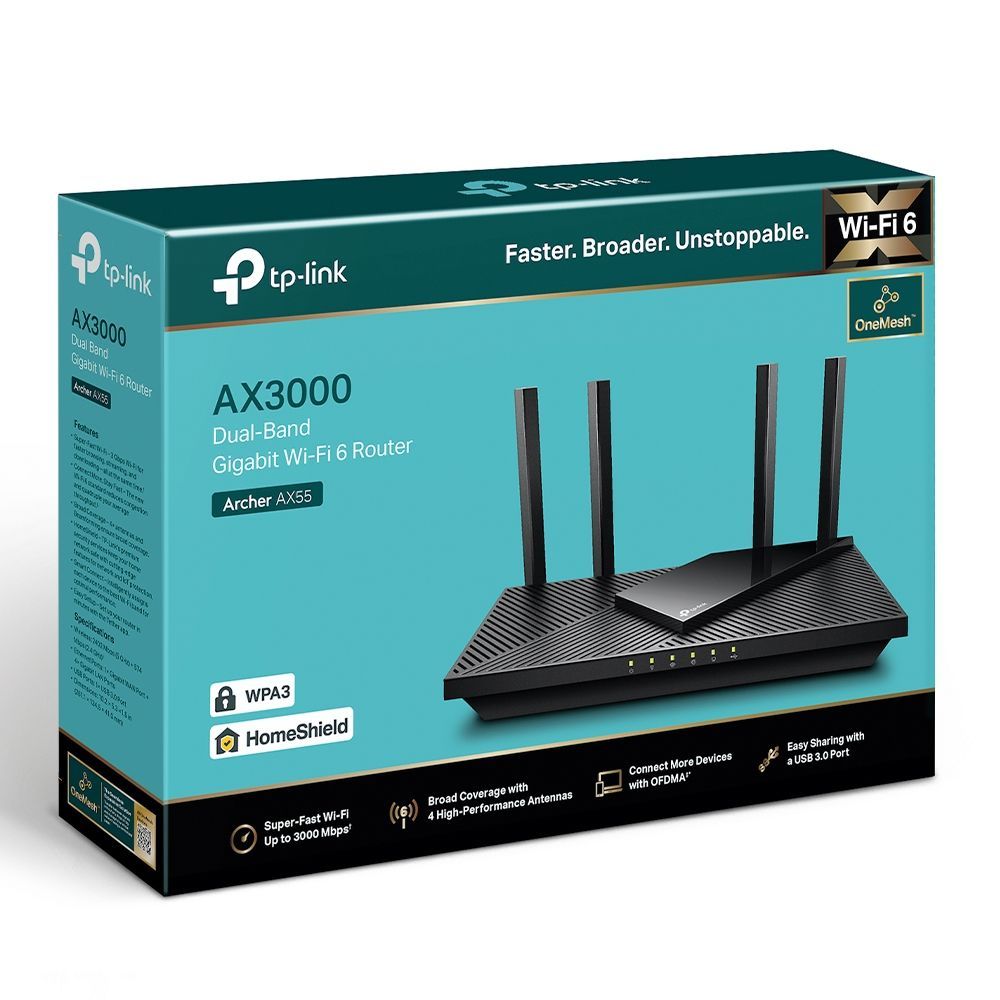 TP-Link Archer AX55 AX3000 Dual-Band Gigabit Wi-Fi 6 Router