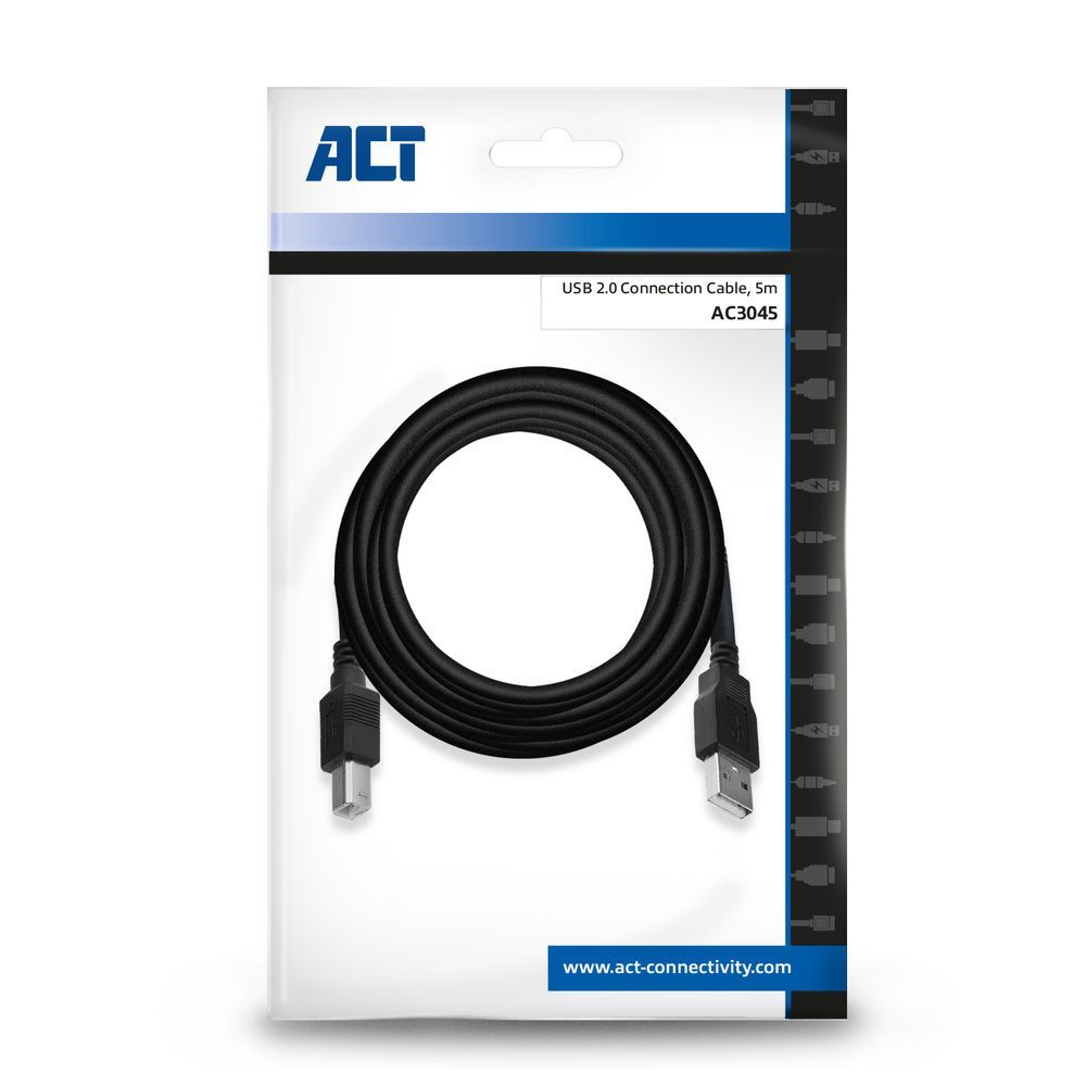 ACT AC3045 USB2.0 Connection cable 5m Black