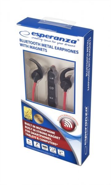 Esperanza Magnetic Bluetooth headset Black/Red